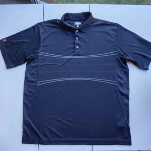 Antiqua Men's Golf Polo Shirt Desert Dry Black Stripe Stretch XL